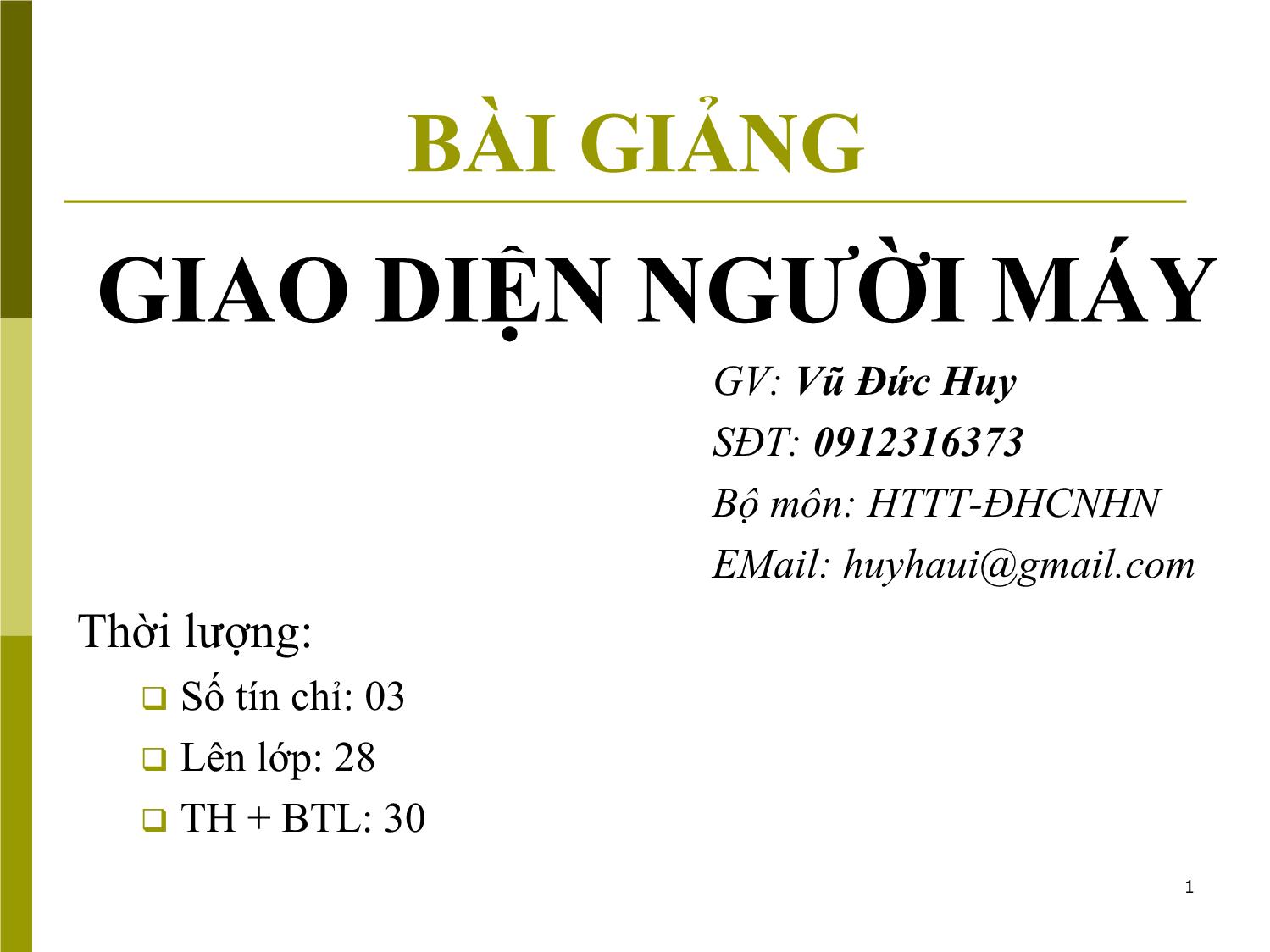 Bài giảng Giao diện người máy trang 1