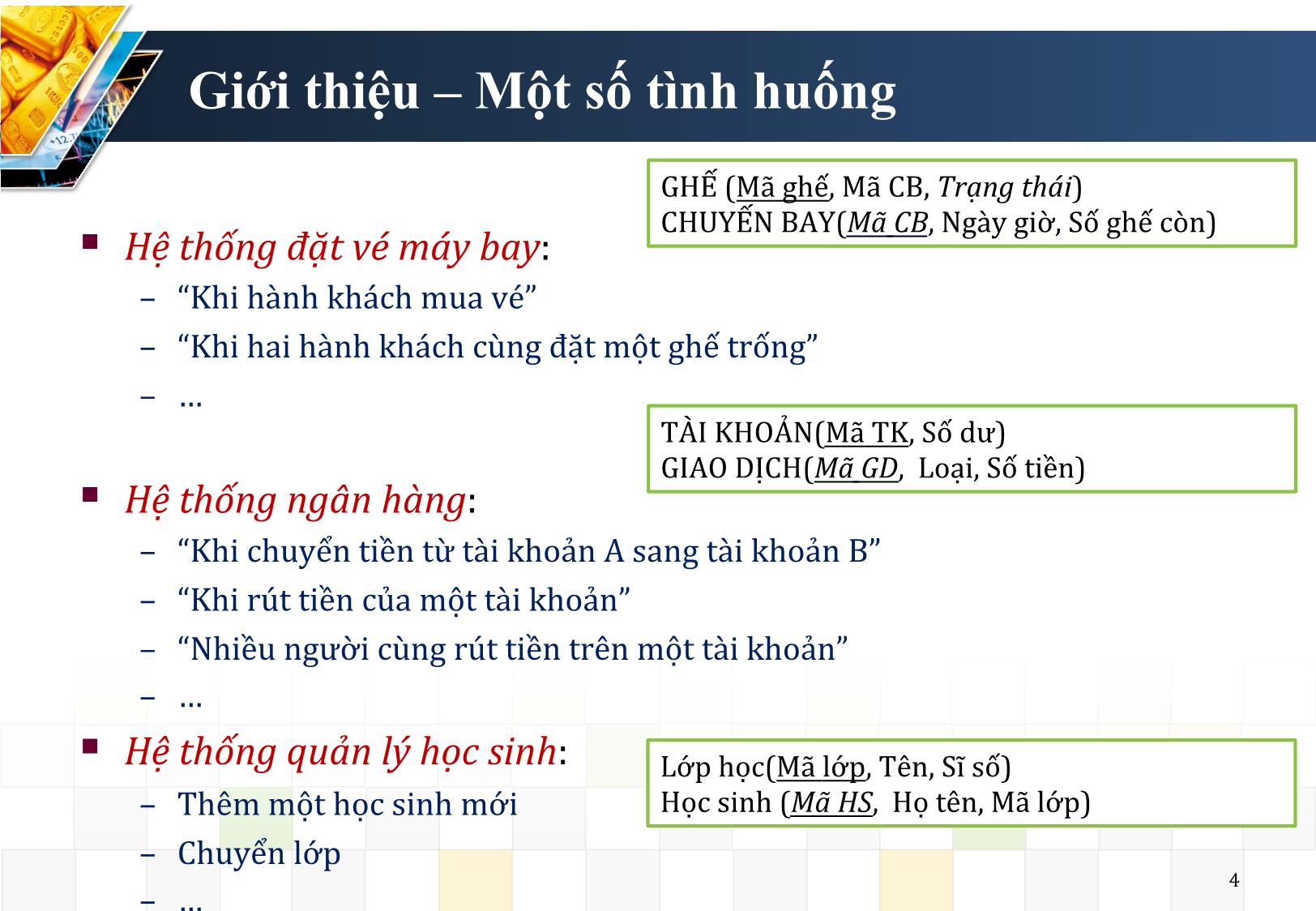 Bài giảng Giao tác và lịch giao tác trang 4