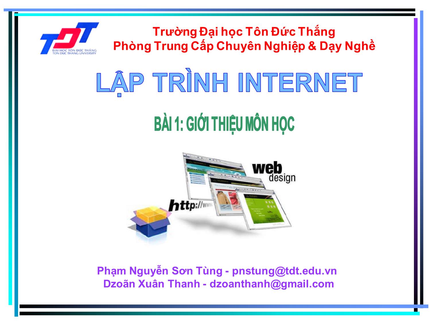 Bài giảng Lập trình internet trang 1