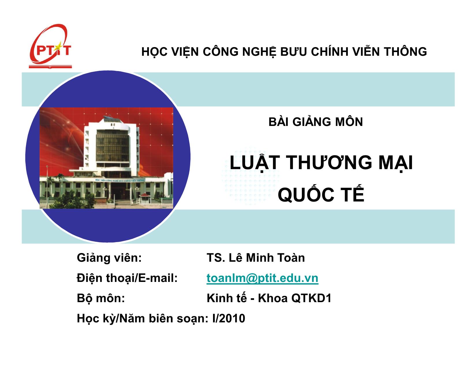 Bài giảng Luật thương mại quốc tế trang 1