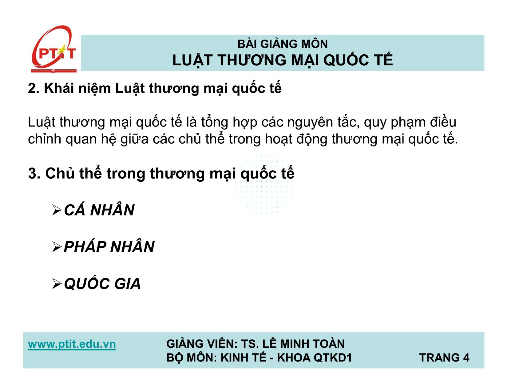 Bài giảng Luật thương mại quốc tế trang 4