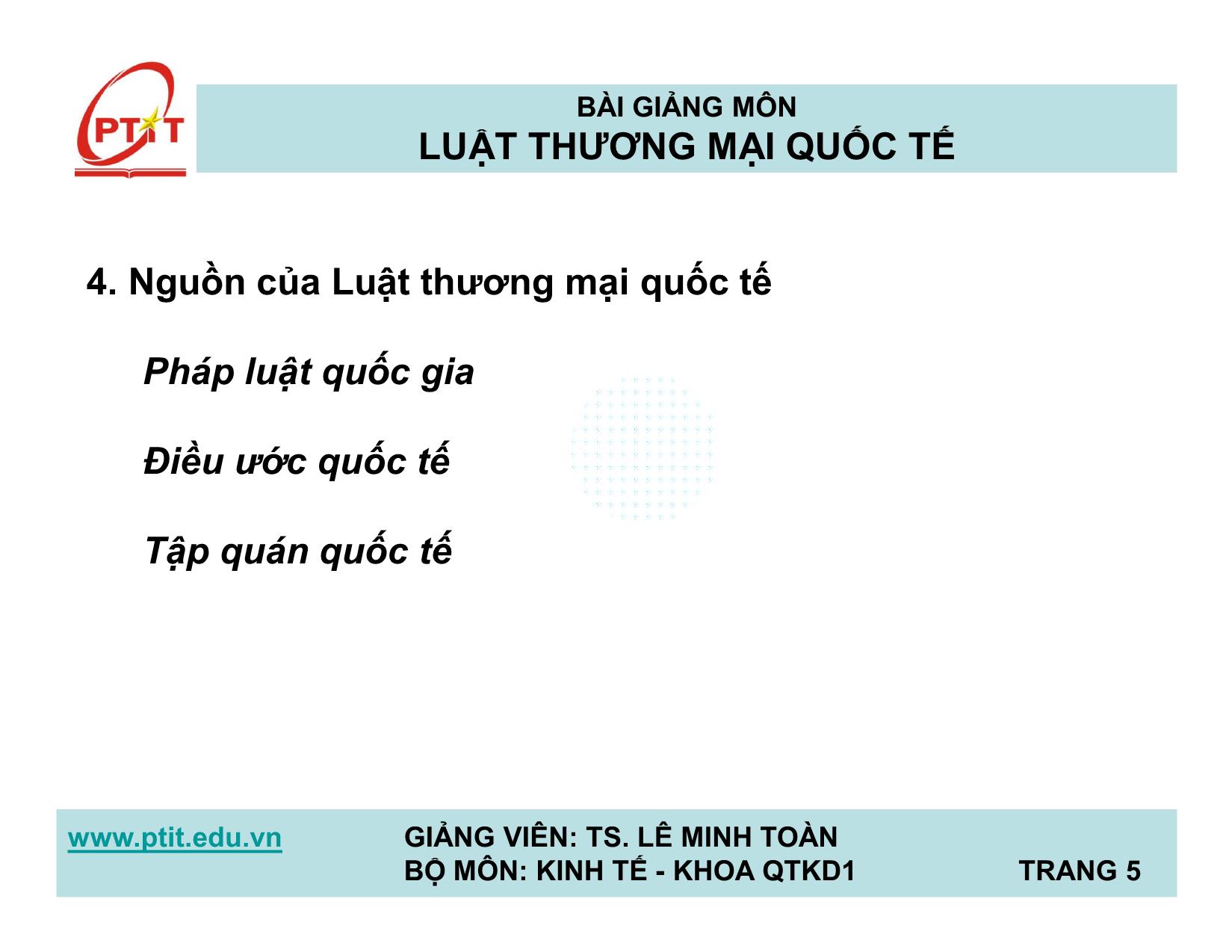 Bài giảng Luật thương mại quốc tế trang 5