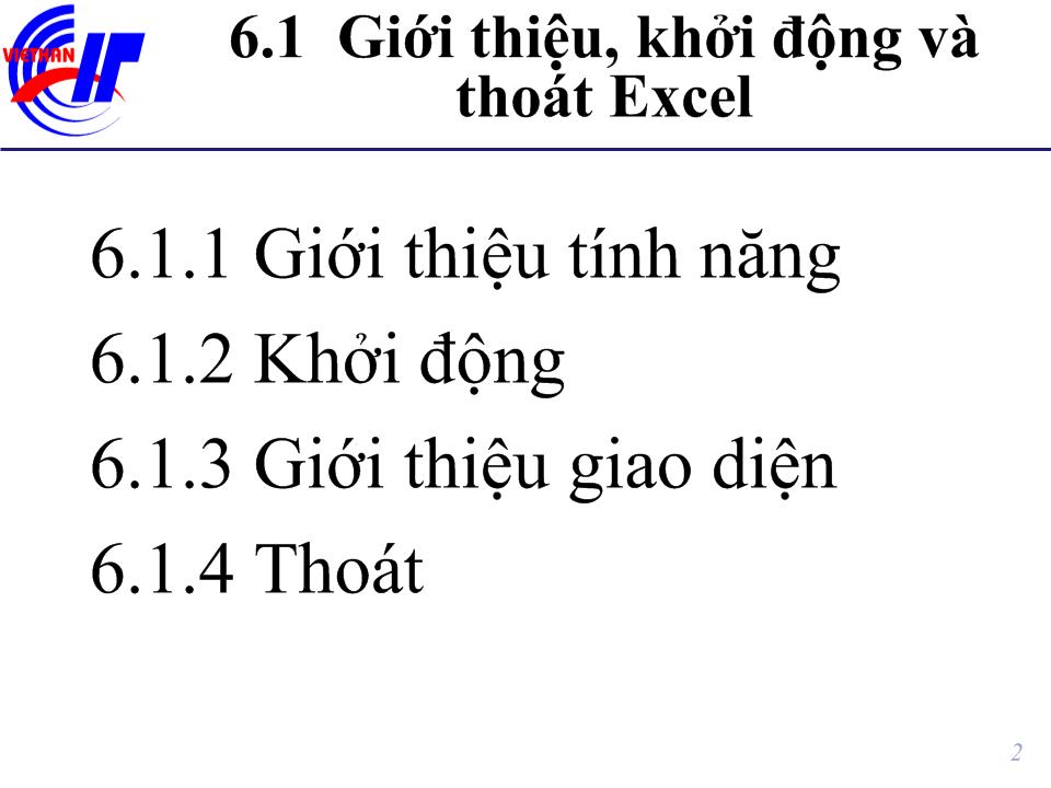 Bài giảng Sử dụng microsoft excel trang 2