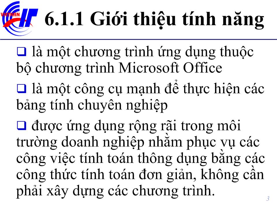 Bài giảng Sử dụng microsoft excel trang 3