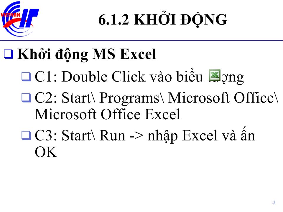 Bài giảng Sử dụng microsoft excel trang 4