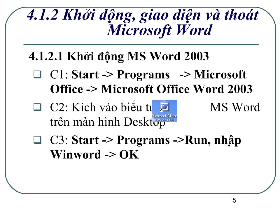 Bài giảng Sử dụng Microsoft Word trang 5