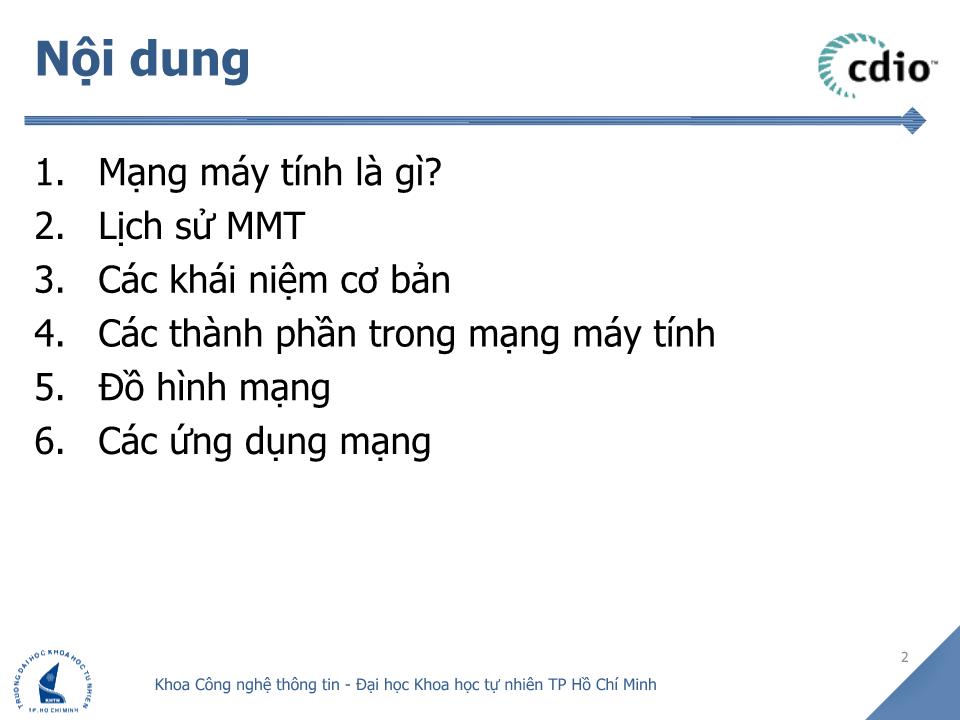 Bài giảng Tổng quan mạng máy tính trang 2