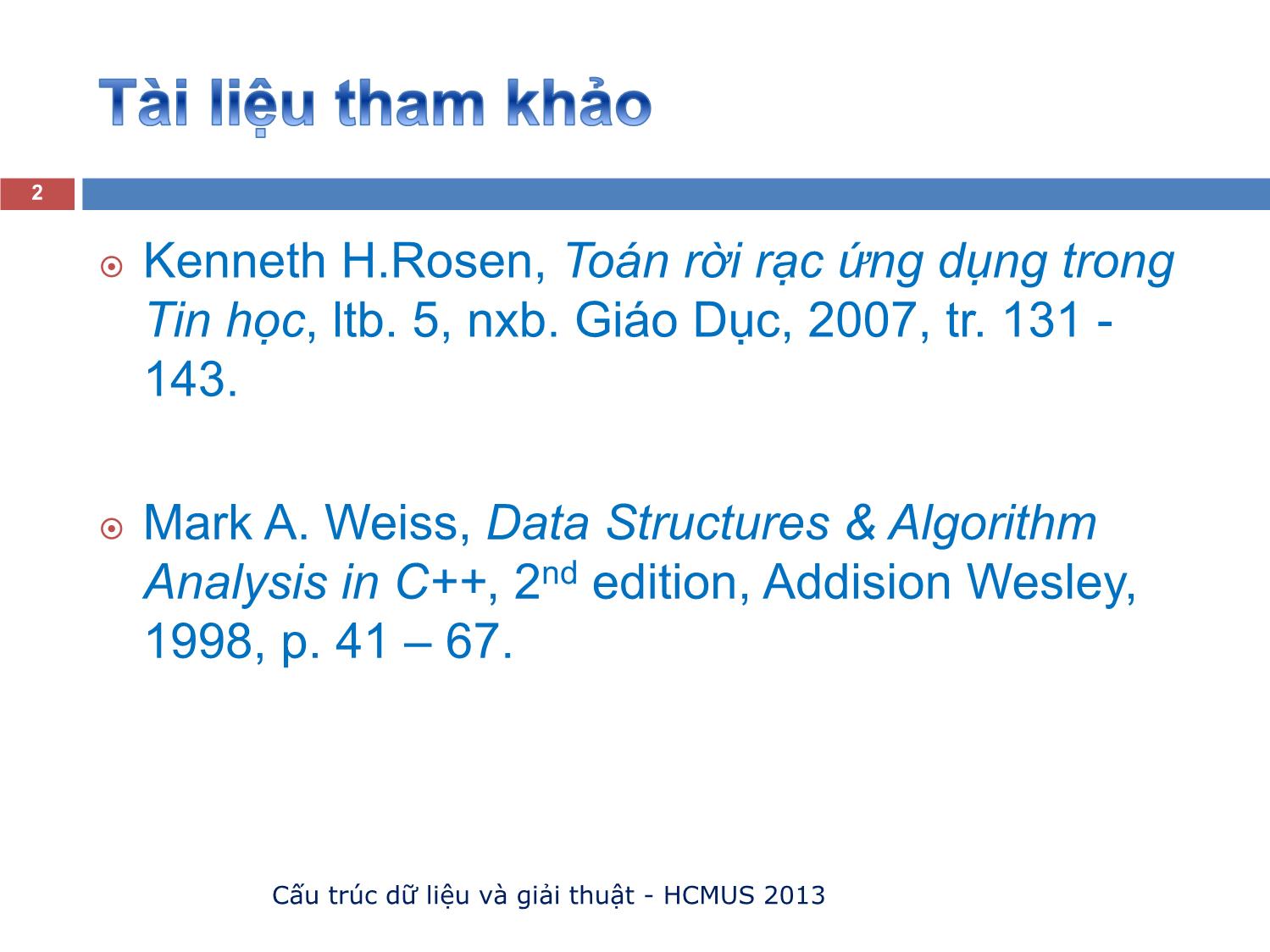 Bài giảng Tổng quan về cấu trúc dữ liệu trang 2