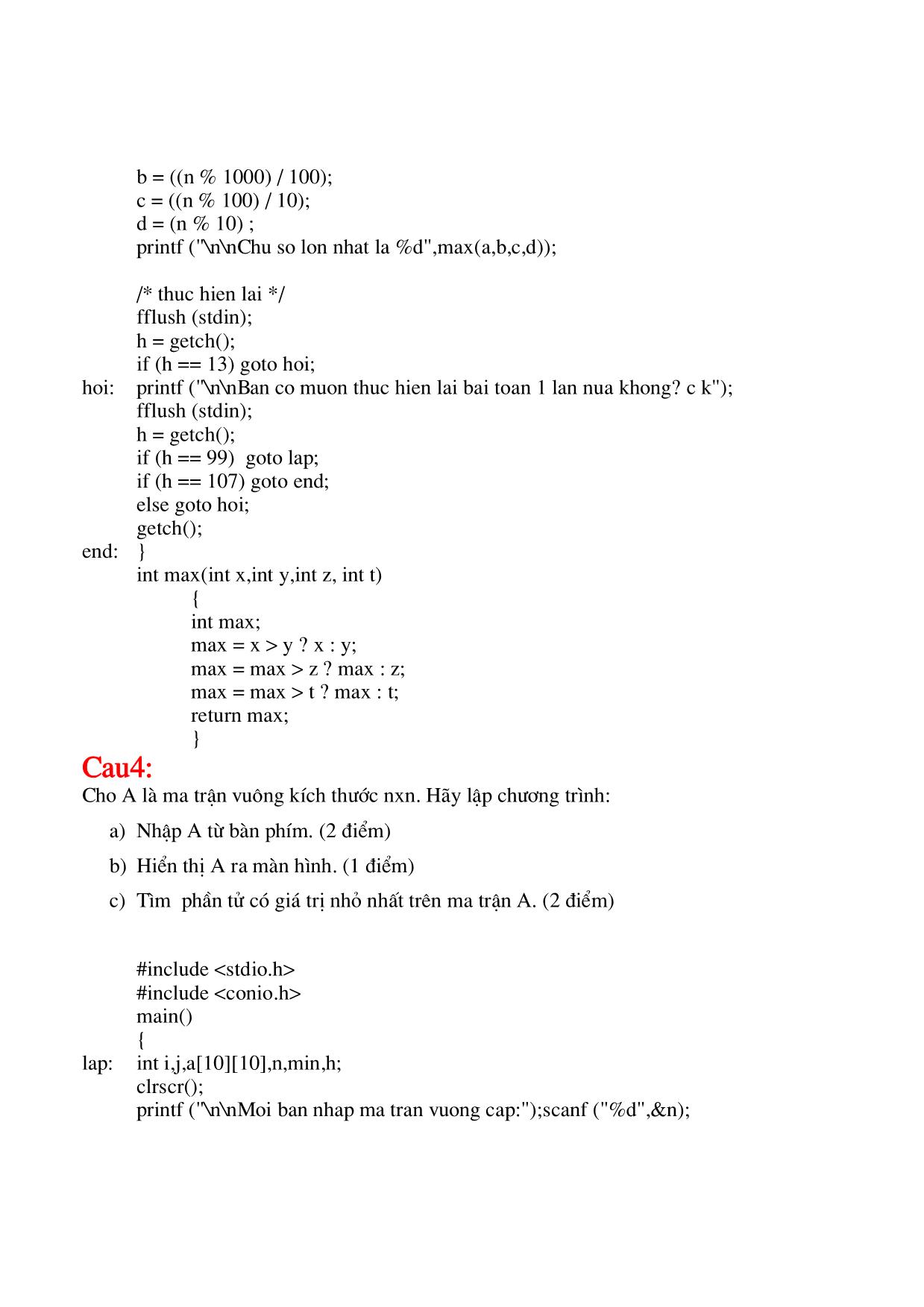 Bài tập lời giải ngôn ngữ lập trình C trang 4