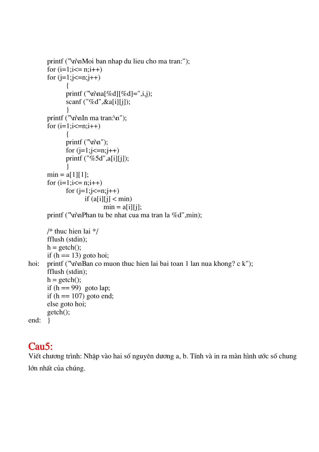 Bài tập lời giải ngôn ngữ lập trình C trang 5
