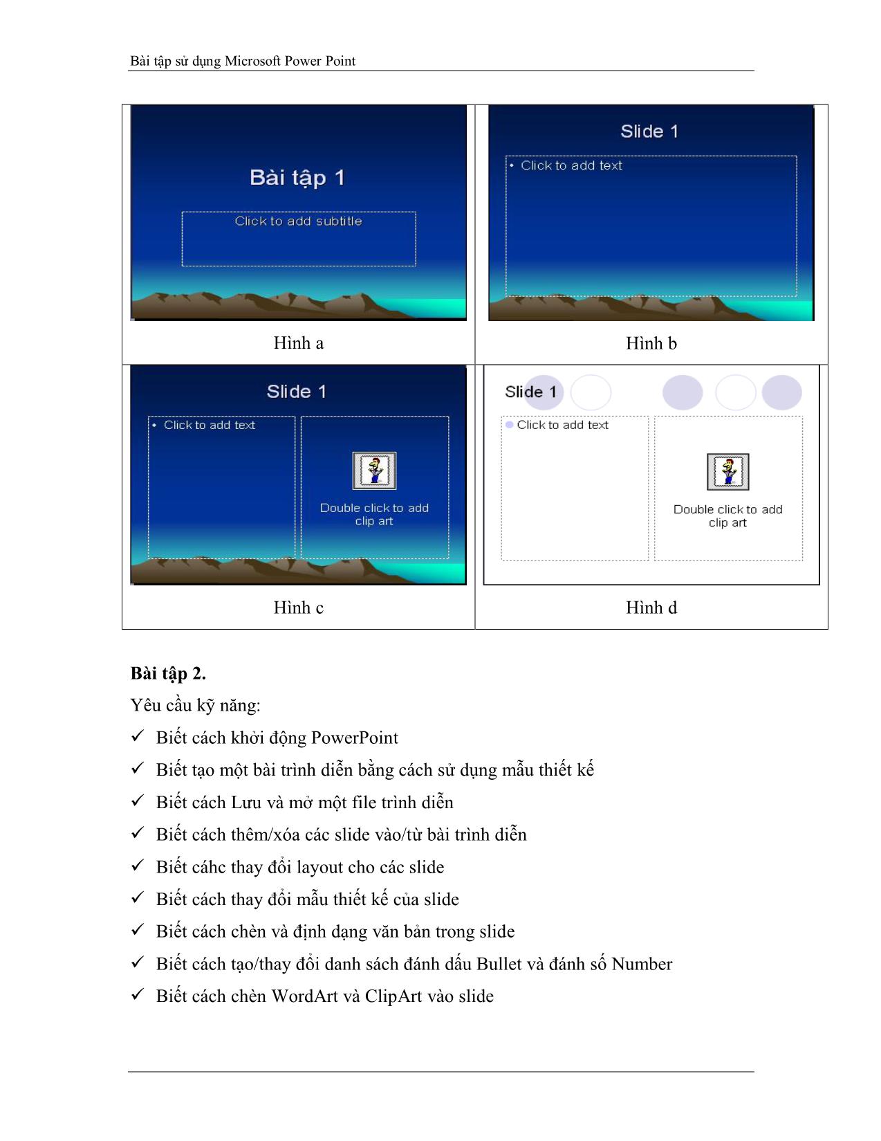 Bài tập sử dụng Microsoft Power Point trang 2