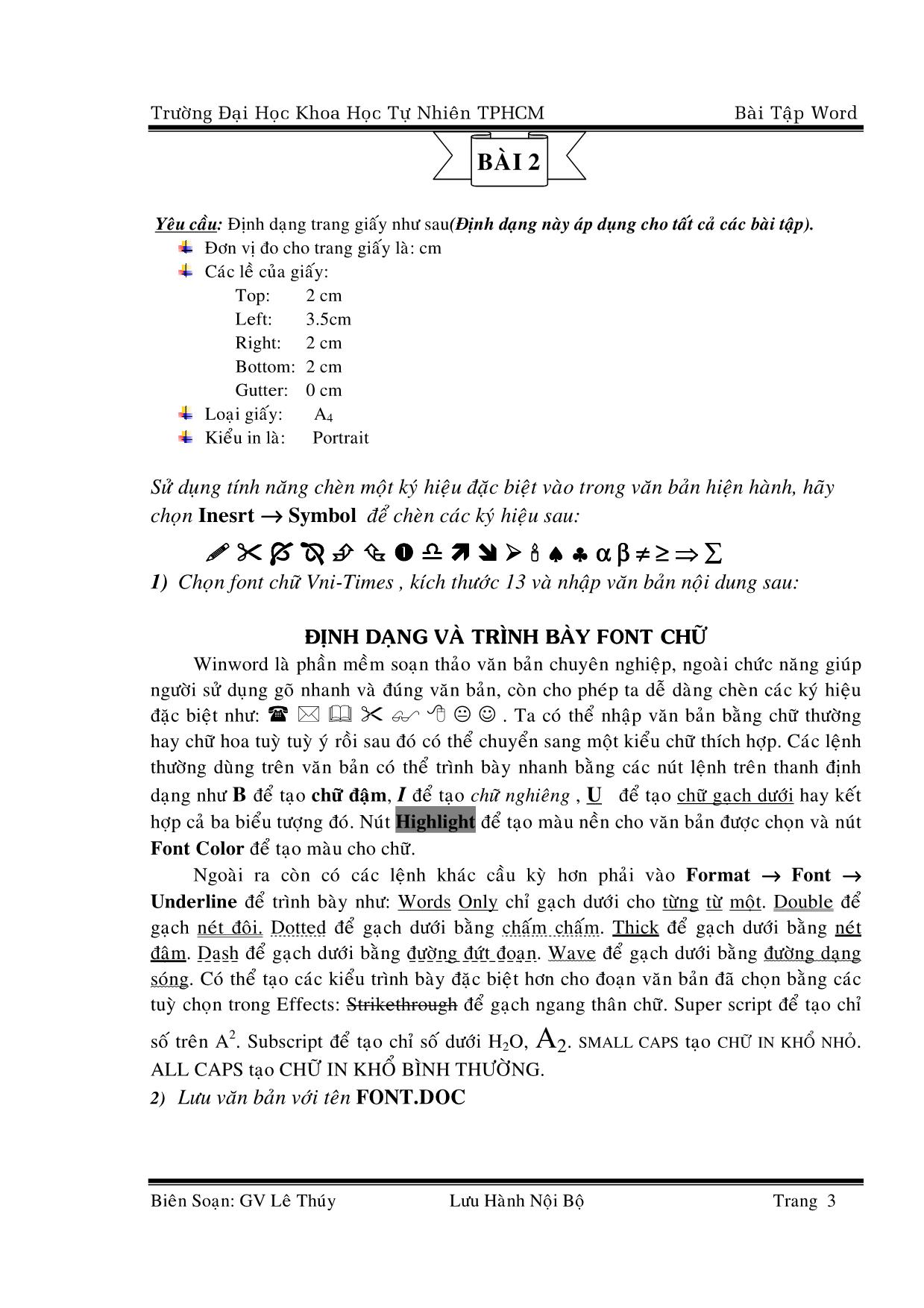 Bài tập word trang 3