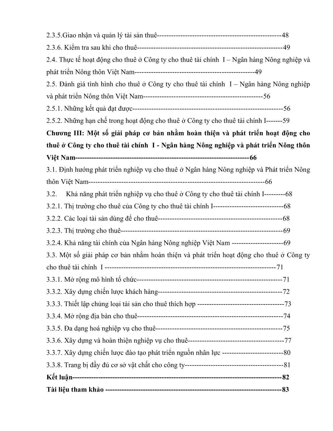 Báo cáo Một số giải pháp cơ bản nhằm phát triển hoạt động cho thuê tại Công ty Cho thuê Tài chính I - Ngân hàng Nông nghiệp và Phát triển Nông thôn Việt Nam trang 3