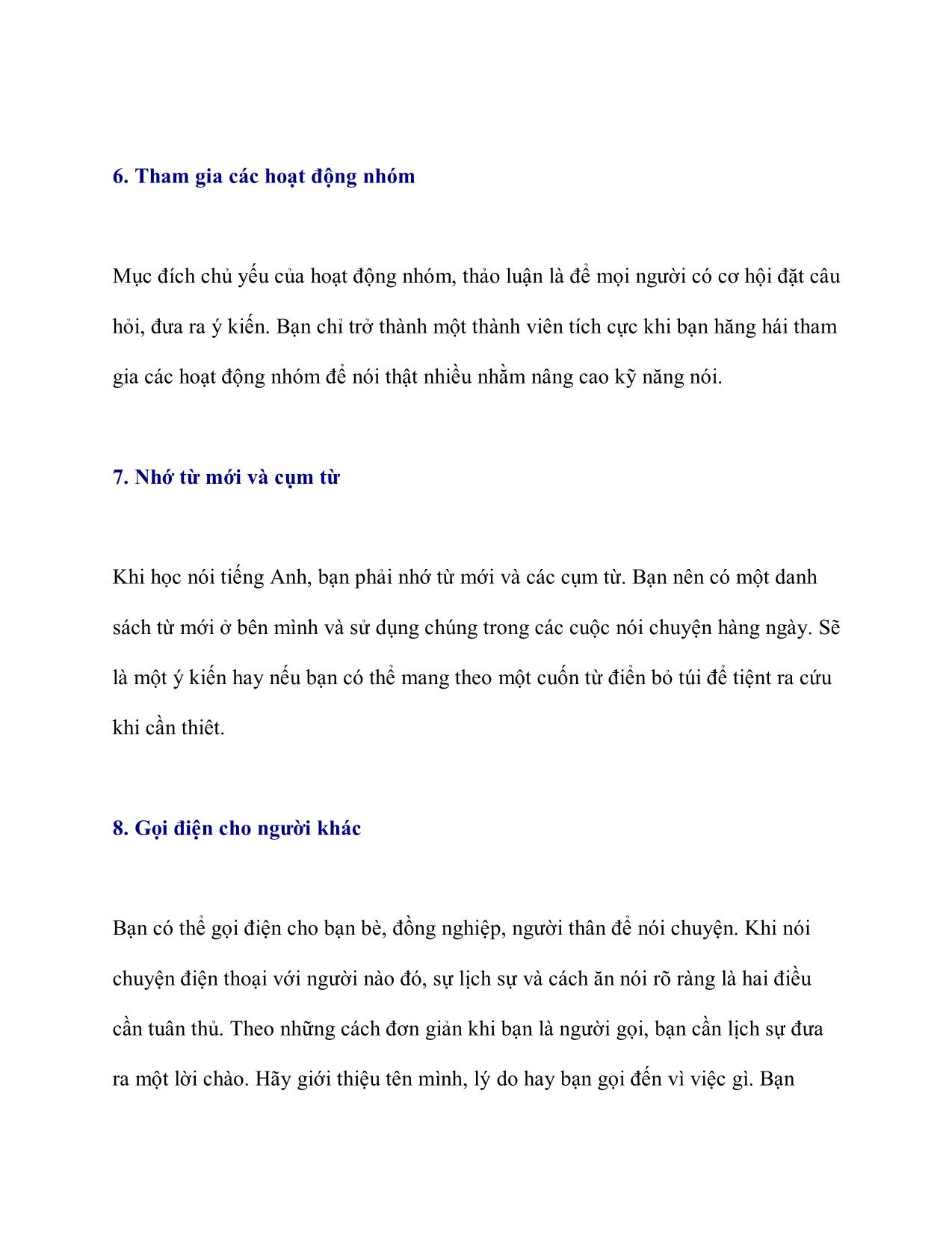 Bí quyết học tiếng Anh để nói tự nhiên nhất trang 5