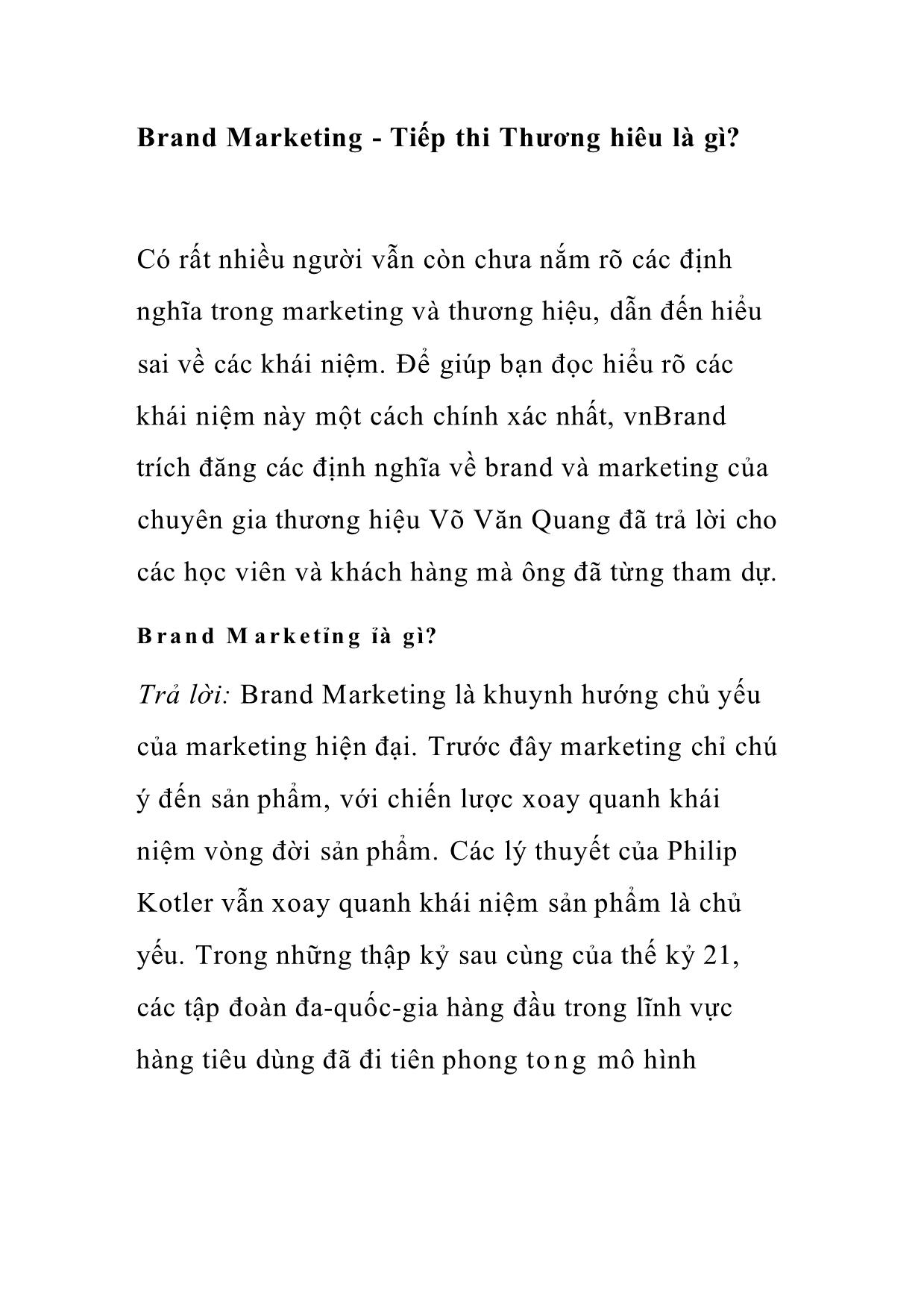 Brand Marketing - Tiếp thị Thương hiệu là gì trang 1