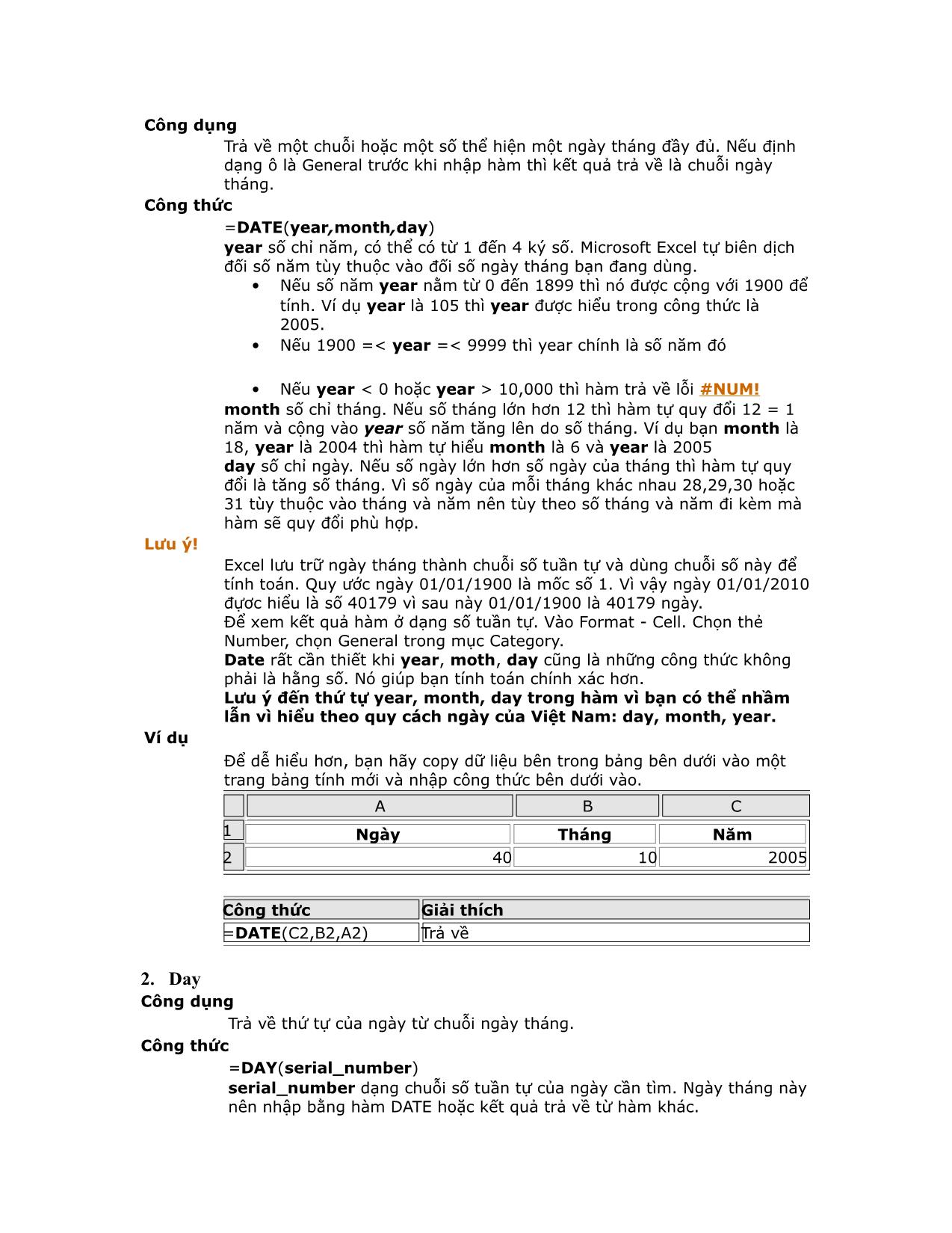 Các hàm trong excel trang 2