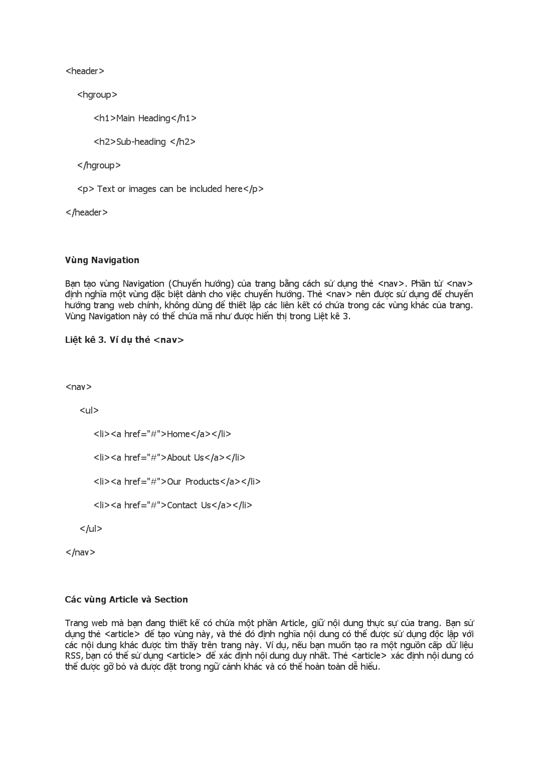 Các quy tắc cơ bản của html5 trang 4
