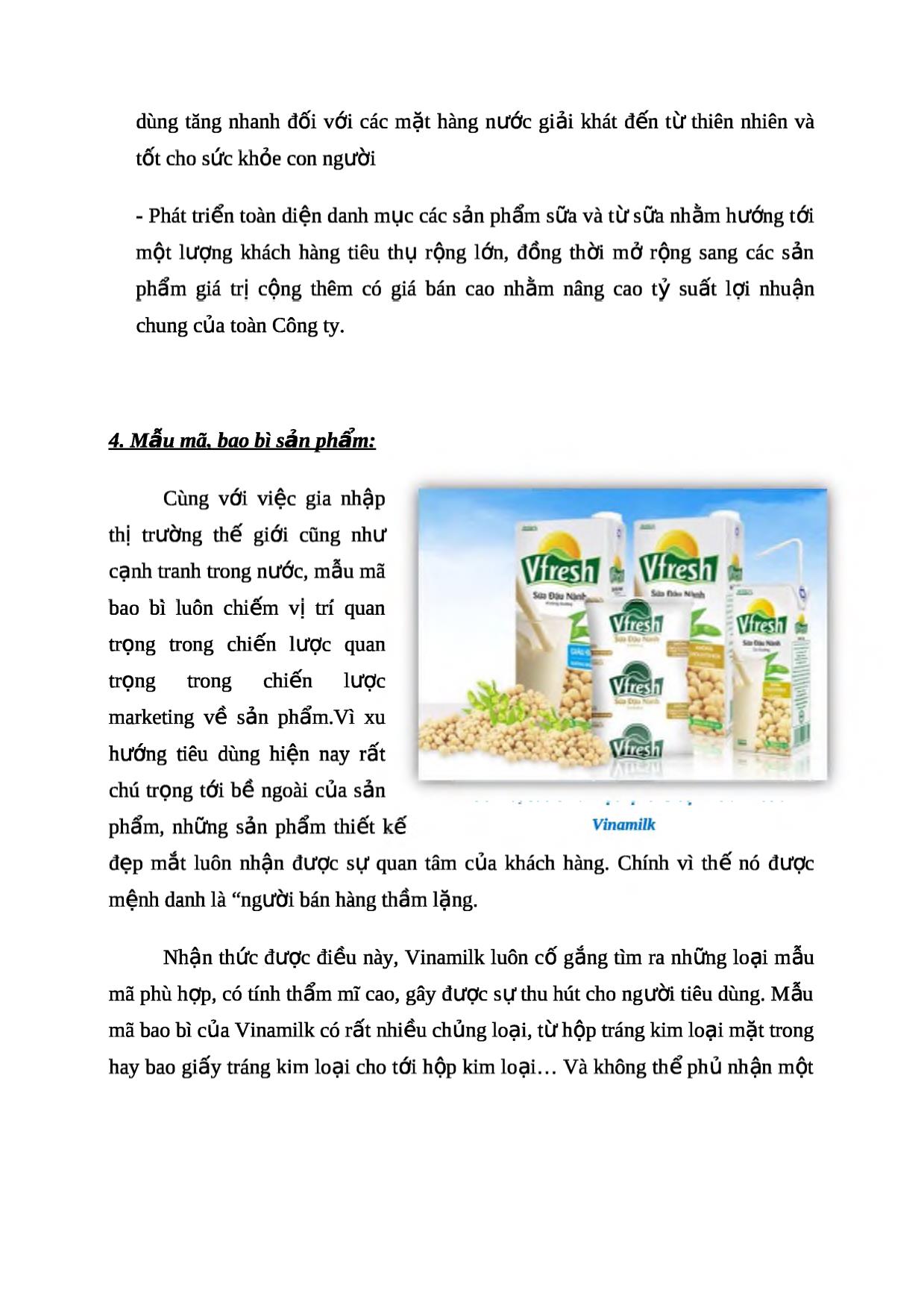 Chiến lược marketing về sản phẩm của vinamilk trang 4