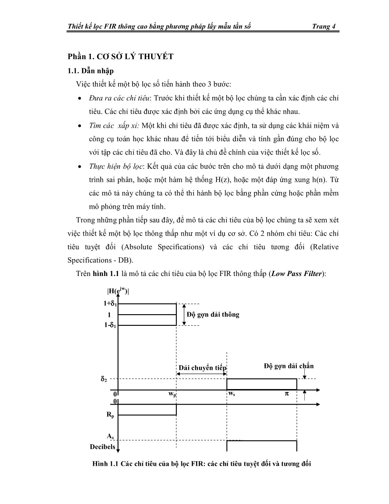 Đề tài Thiết kế bộ lọc fir thông cao bằng phương pháp lấy mẫu tần số trang 4
