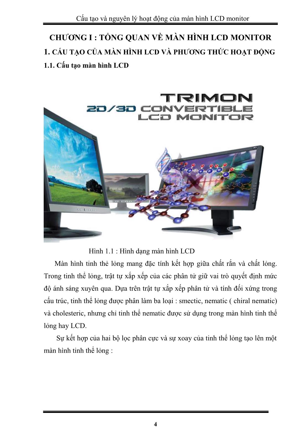Đồ án Cấu tạo và nguyên lý hoạt động của màn hình LCD monitor trang 5