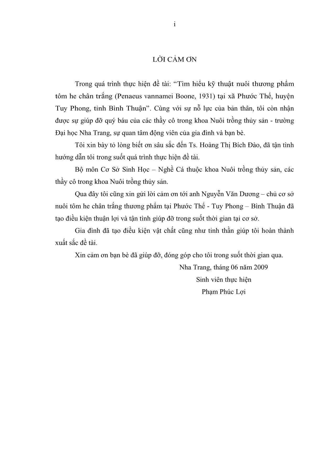 Đồ án Tìm hiểu kỹ thuật nuôi thương phẩm tôm he chân trắng (penaeus vannamei boone, 1931) tại xã Phước Thể, huyện Tuy Phong, tỉnh Bình Thuận trang 3