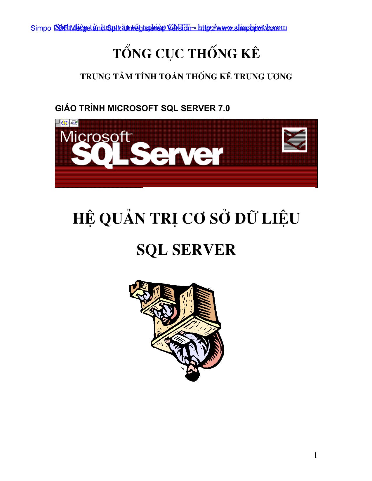 Giáo trình Hệ quản trị cơ sở dữ liệu SQL Server trang 1