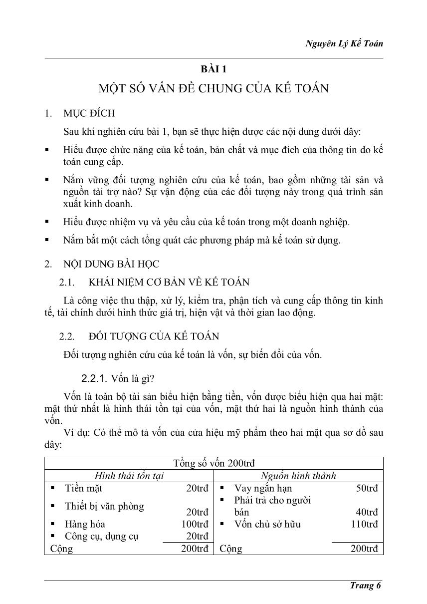 Giáo trình nguyên lý kế toán - Nguyễn Khắc Hùng trang 5