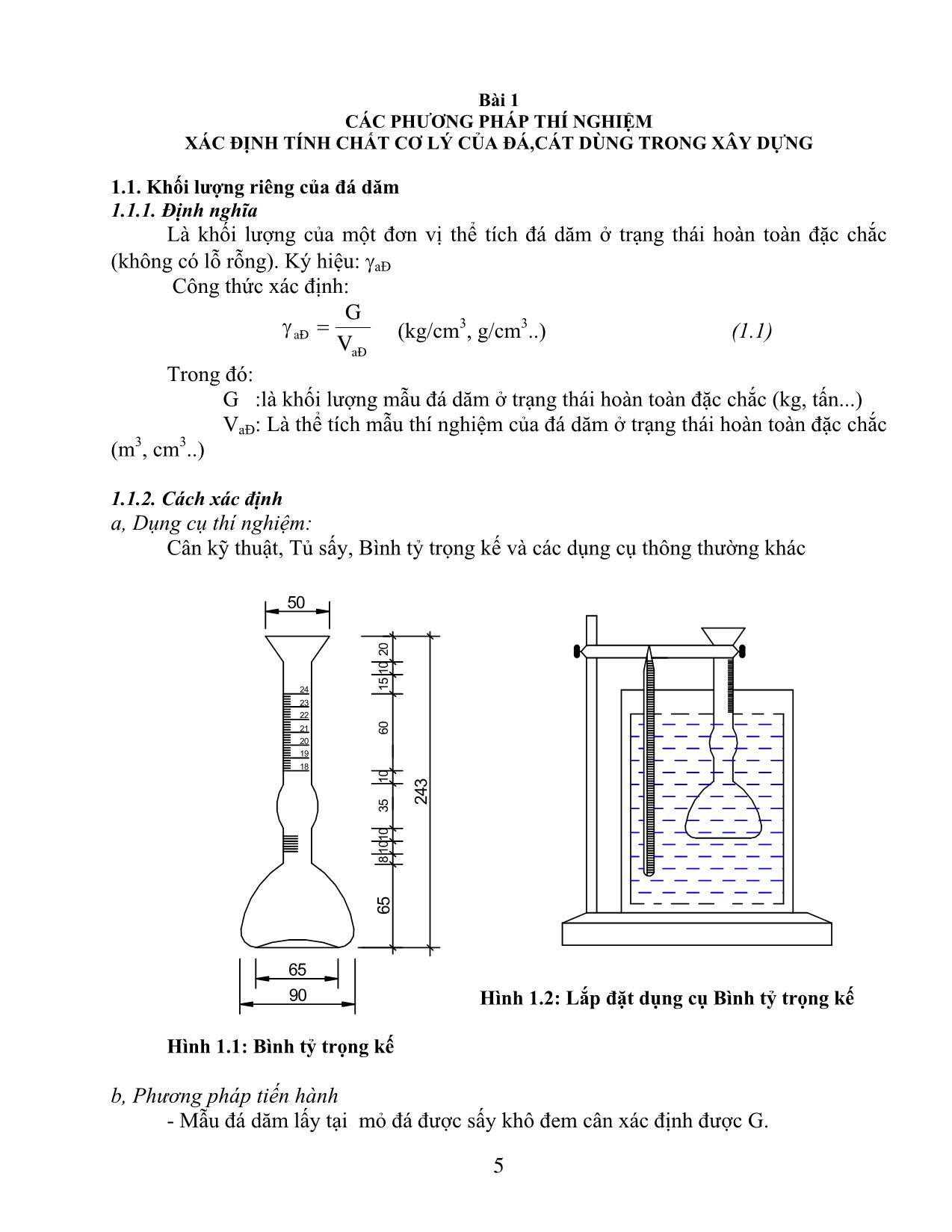 Hướng dẫn thực hành thí nghiệm vật liệu xây dựng trang 3