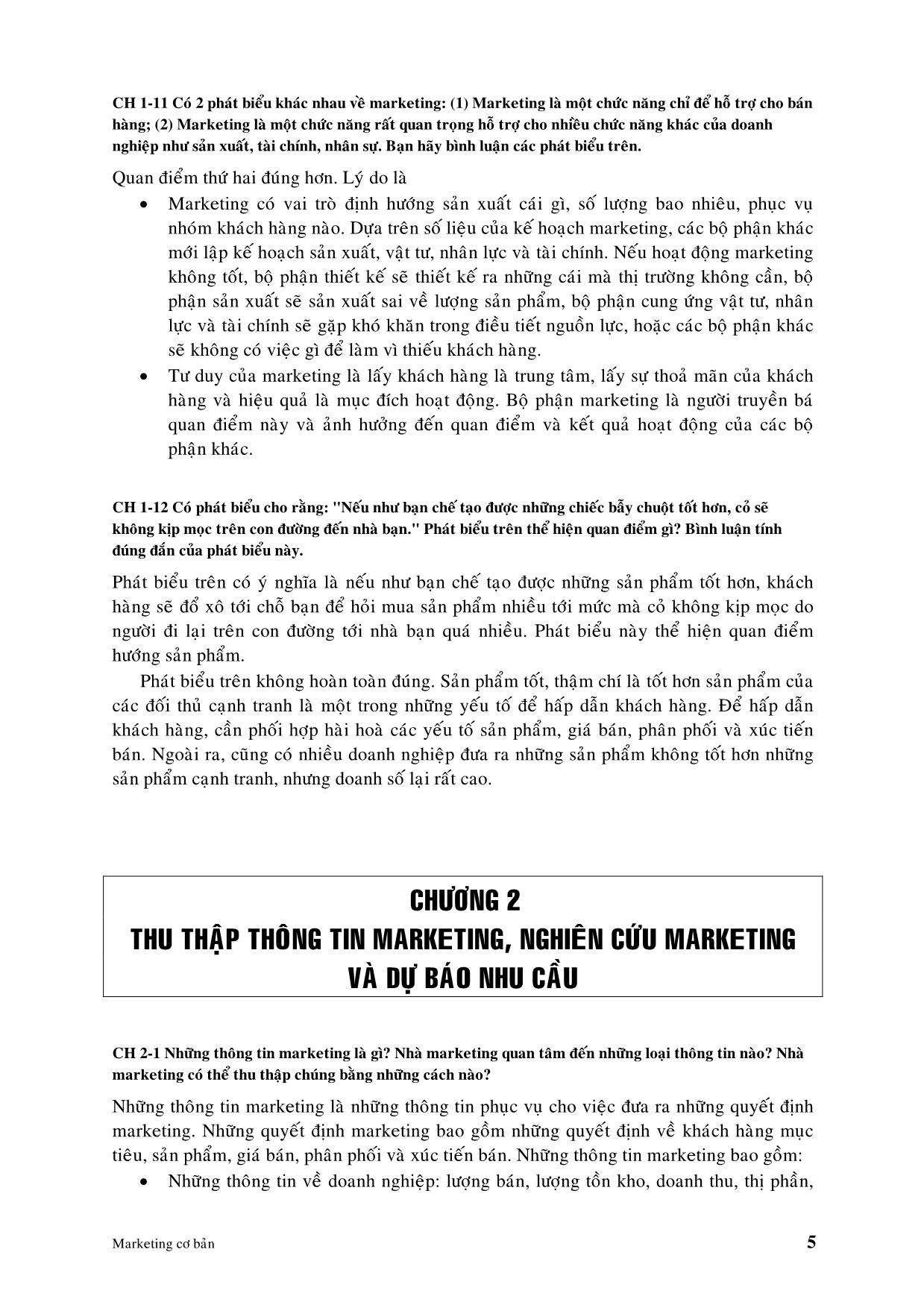 Hướng dẫn và trả lời câu hỏi ôn tập marketing cơ bản trang 5