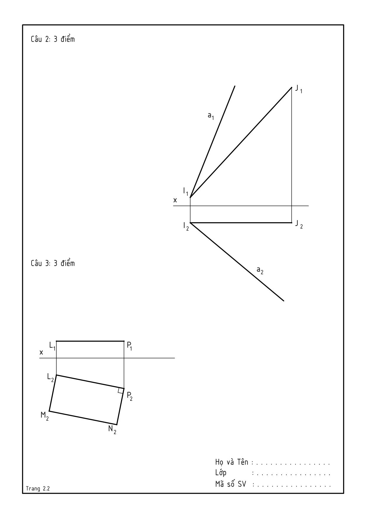 Kiểm tra giữa học kỳ môn học : vẽ kỹ thuật trang 4