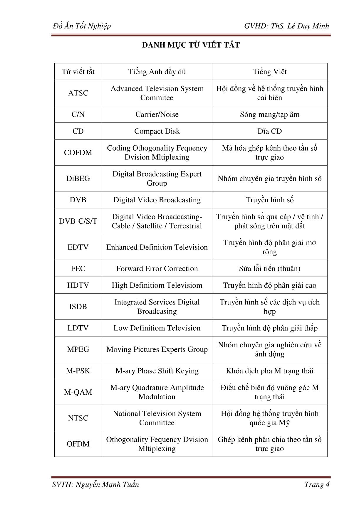 Luận văn Công nghệ truyền hình độ phân giải siêu nét UHDTV trang 3