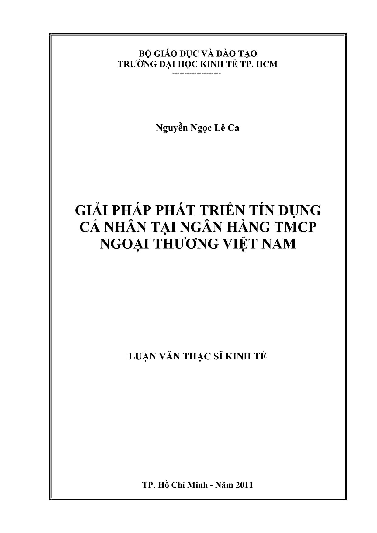 Luận văn Giải pháp phát triển tín dụng cá nhân tại ngân hàng thương mại cổ phần ngoại thương Việt Nam trang 1