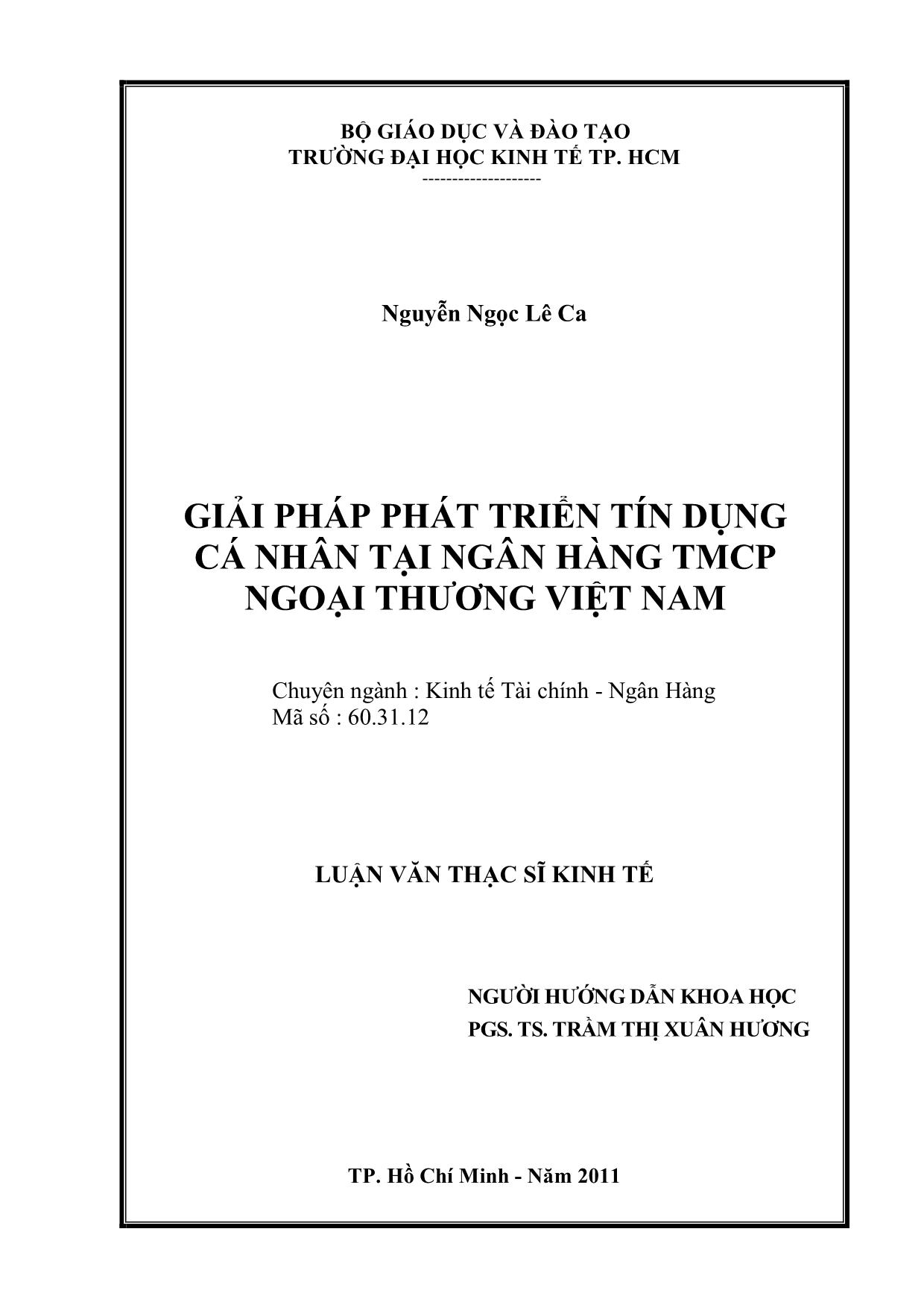 Luận văn Giải pháp phát triển tín dụng cá nhân tại ngân hàng thương mại cổ phần ngoại thương Việt Nam trang 2