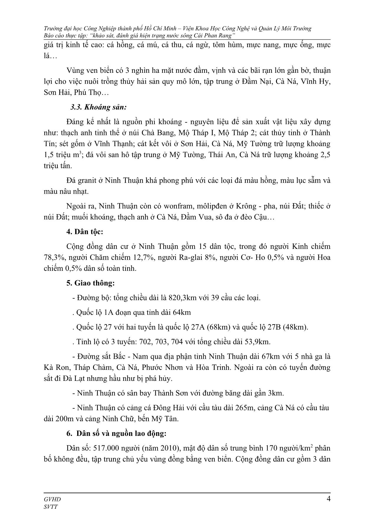 Luận văn Khảo sát, đánh giá hiện trạng nước sông Cái Phan Rang trang 4