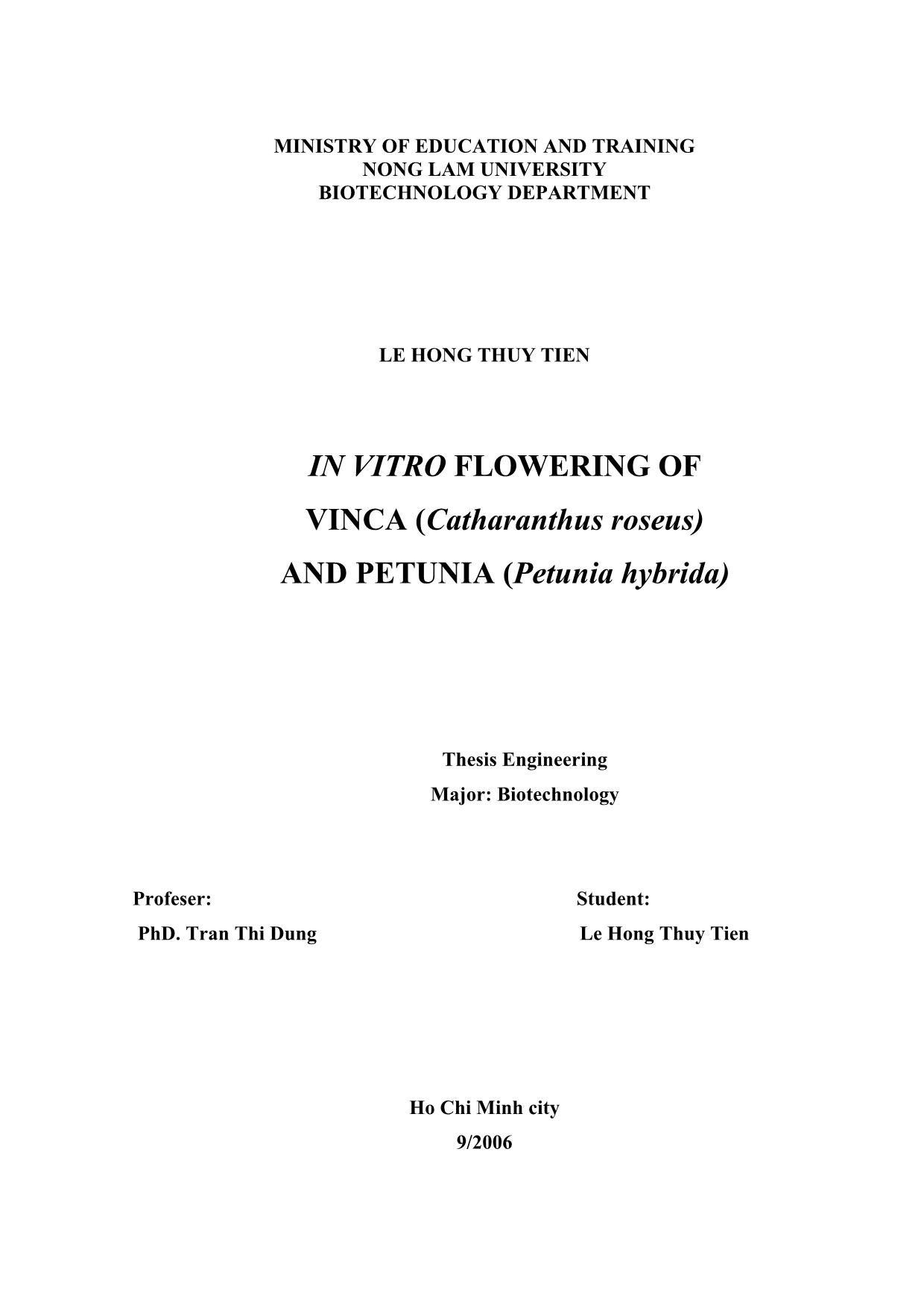 Luận văn Khảo sát sự ra hoa trong ống nghiệm ở cây dừa cạn (catharanthus roseus) và dã yên thảo (petunia hybrida) trang 2
