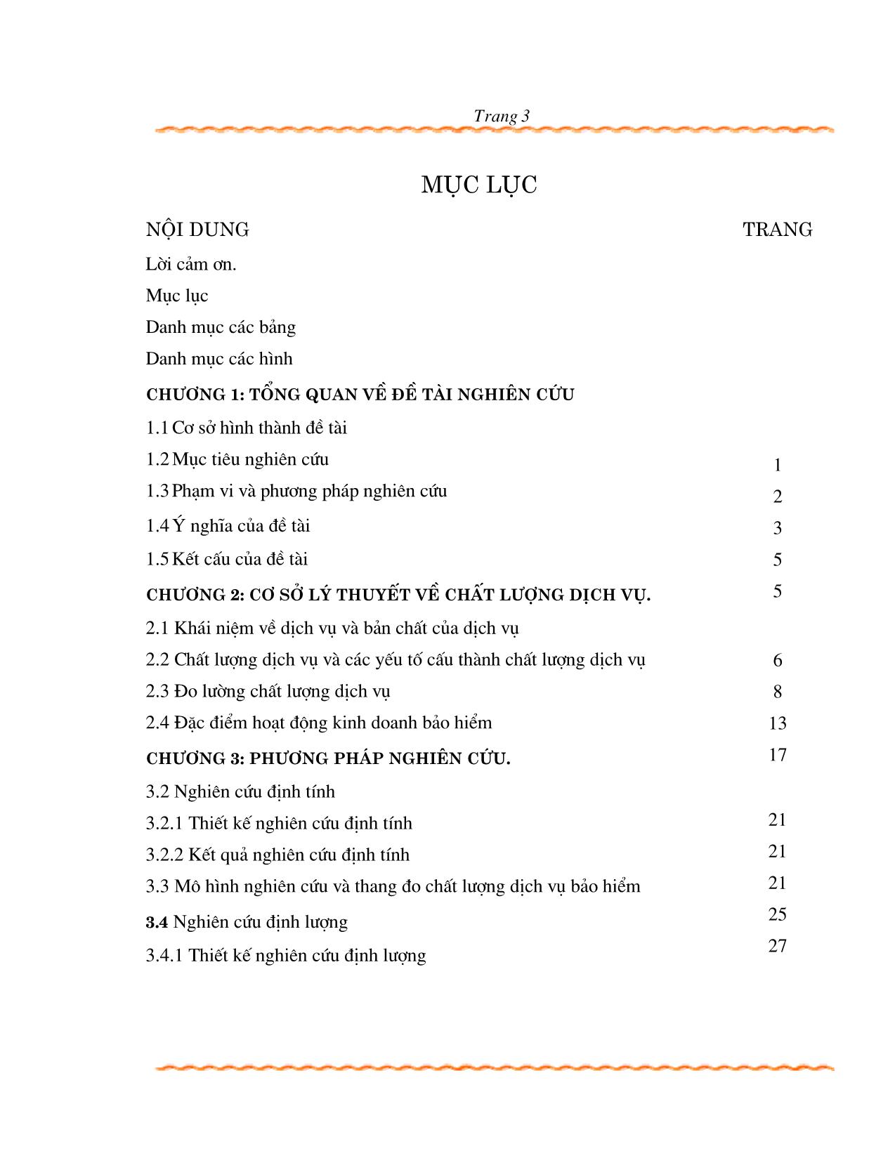 Luận văn Nâng cao chất lượng dịch vụ bảo hiểm của Bảo Việt Việt Nam (Nghiên cứu tại thị trường Long An) trang 3