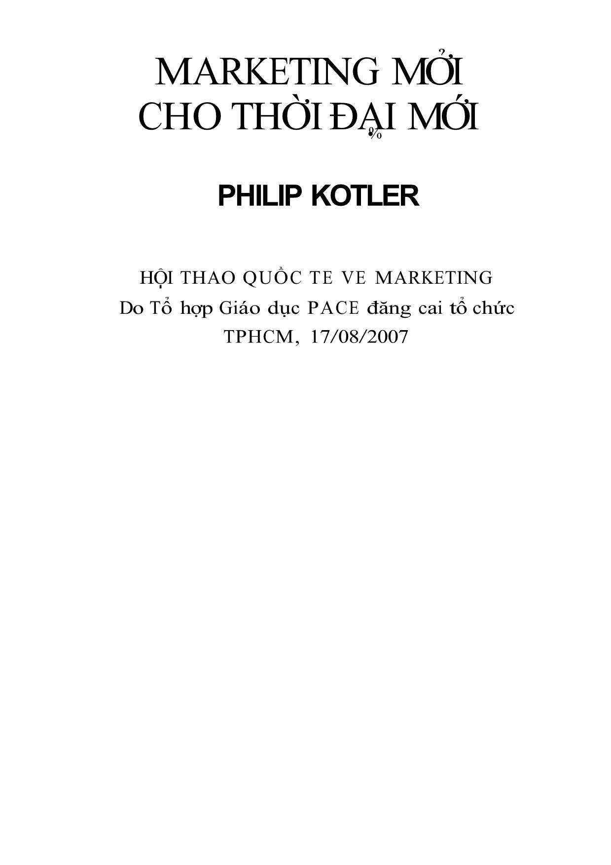 Marketing mới cho thời đại mới - Philip Kotler trang 1