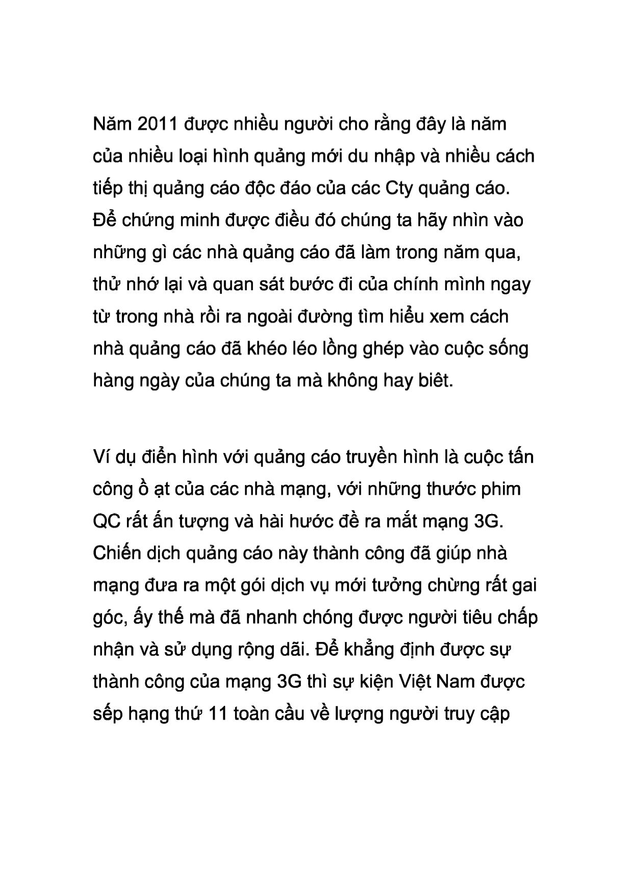 Quảng cáo và xu hướng của thị trường Việt Nam trong năm 2011 trang 3