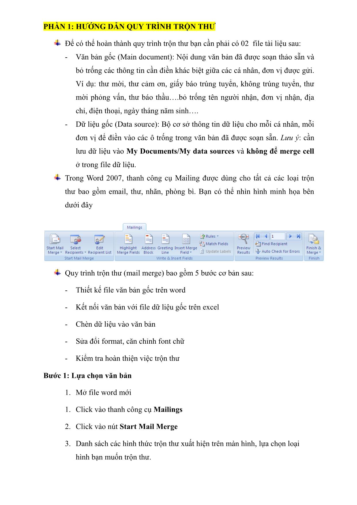 Tài liệu hướng dẫn trộn thư cho word 2007-2010 (mail merge) trang 4