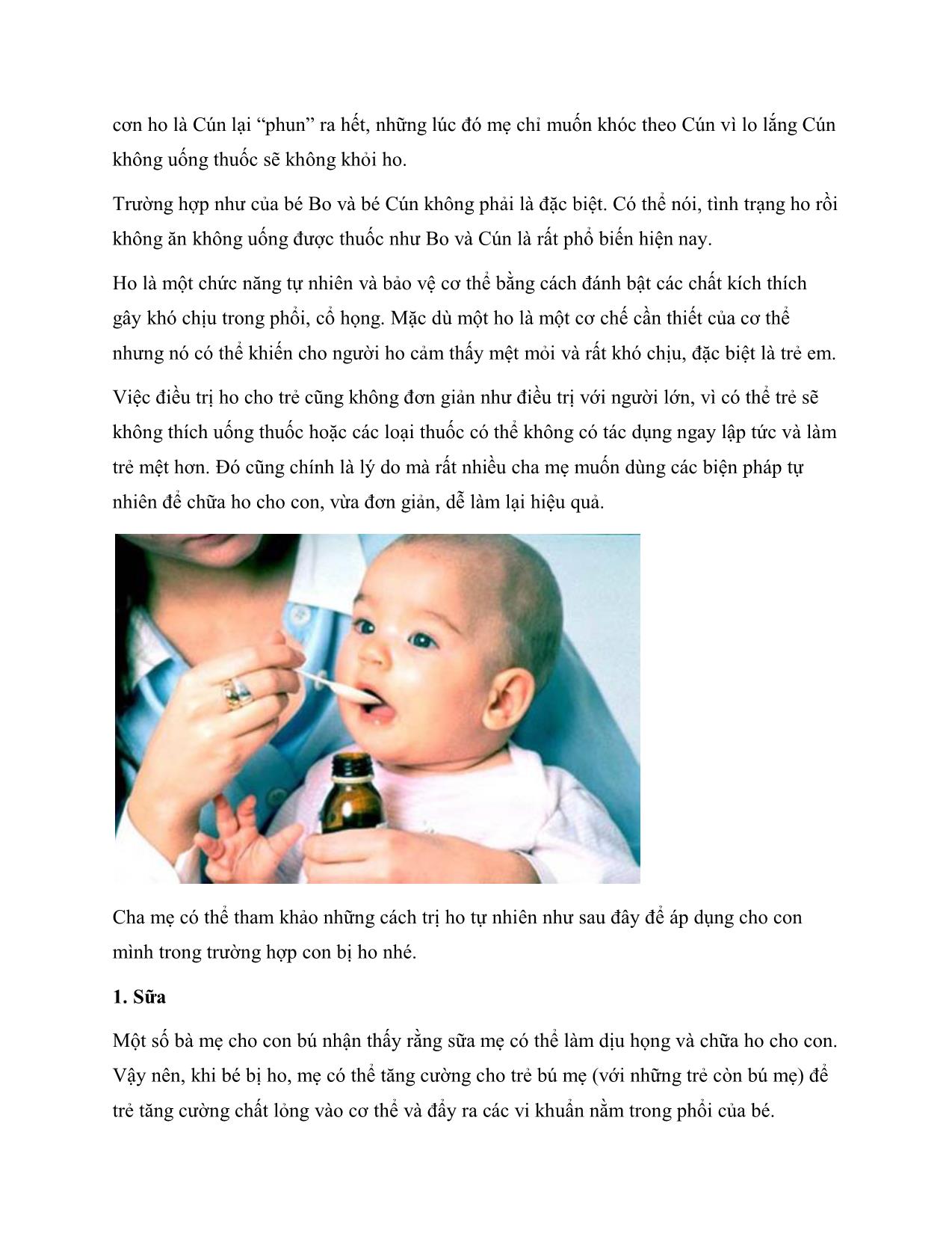 Tổng hợp cách hay chữa trị ho cho bé theo kinh nghiệm dân gian trang 4