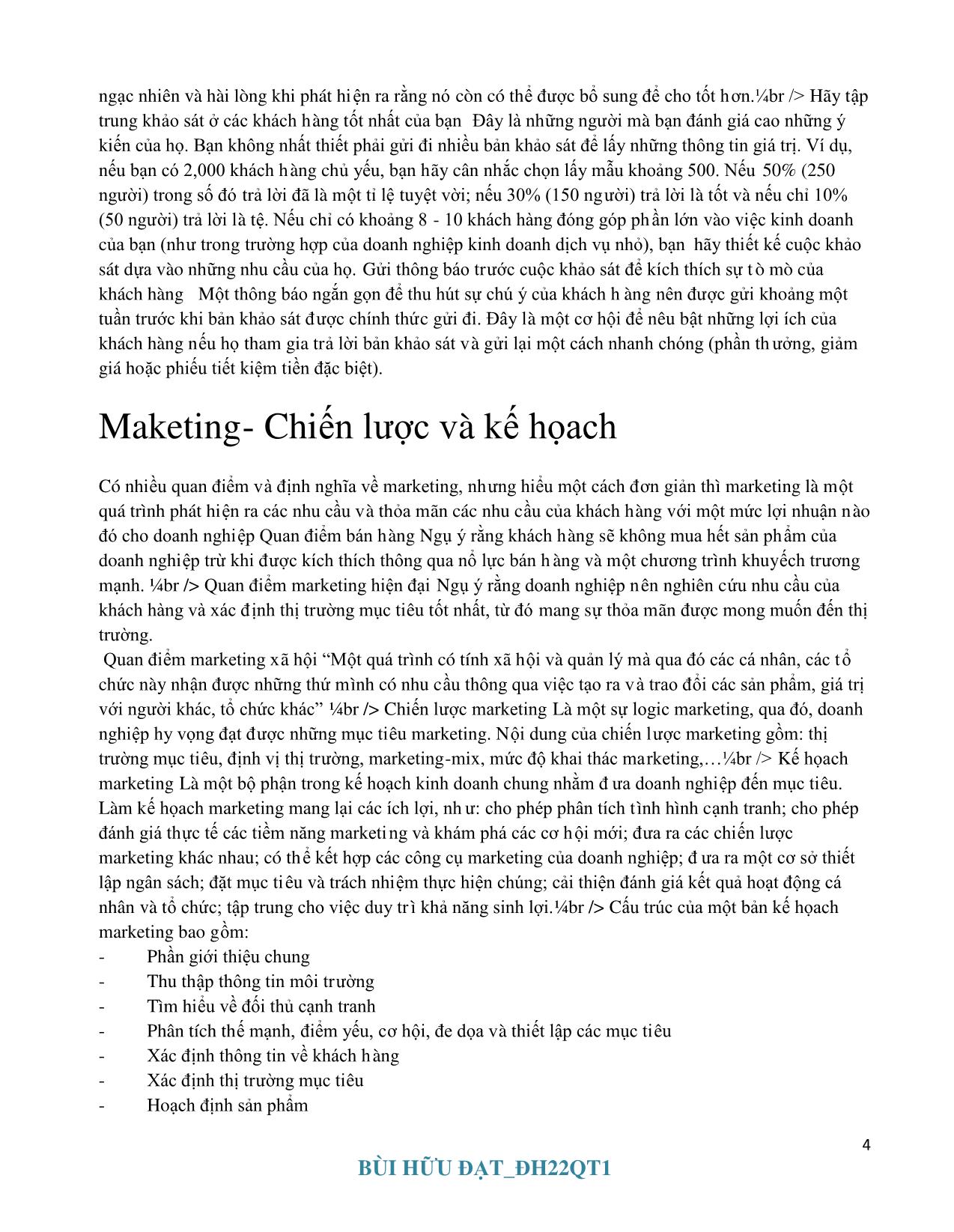 Tổng quan về Marketing căn bản trang 4