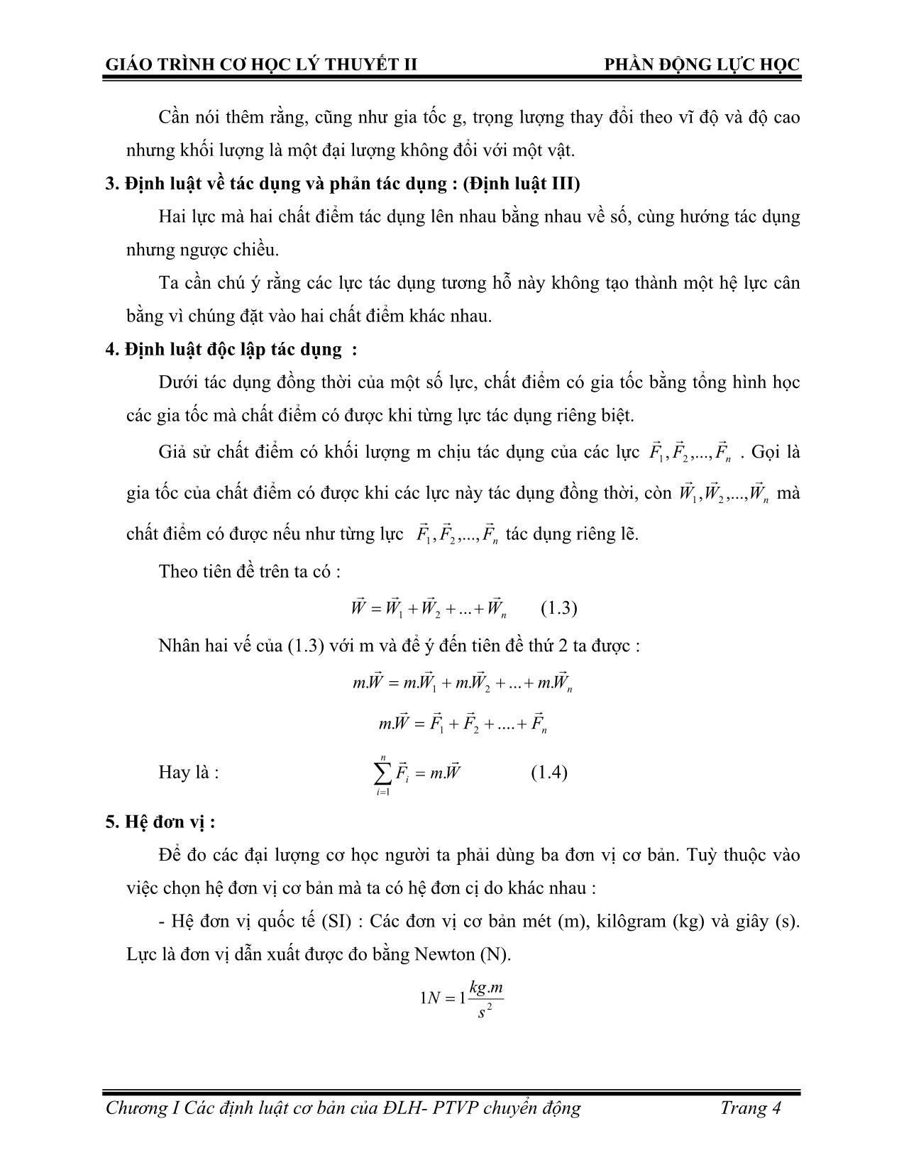 Bài giảng Các địng luật cơ bản của động lực học phương trình vi phân chuyển động của chất điểm trang 5