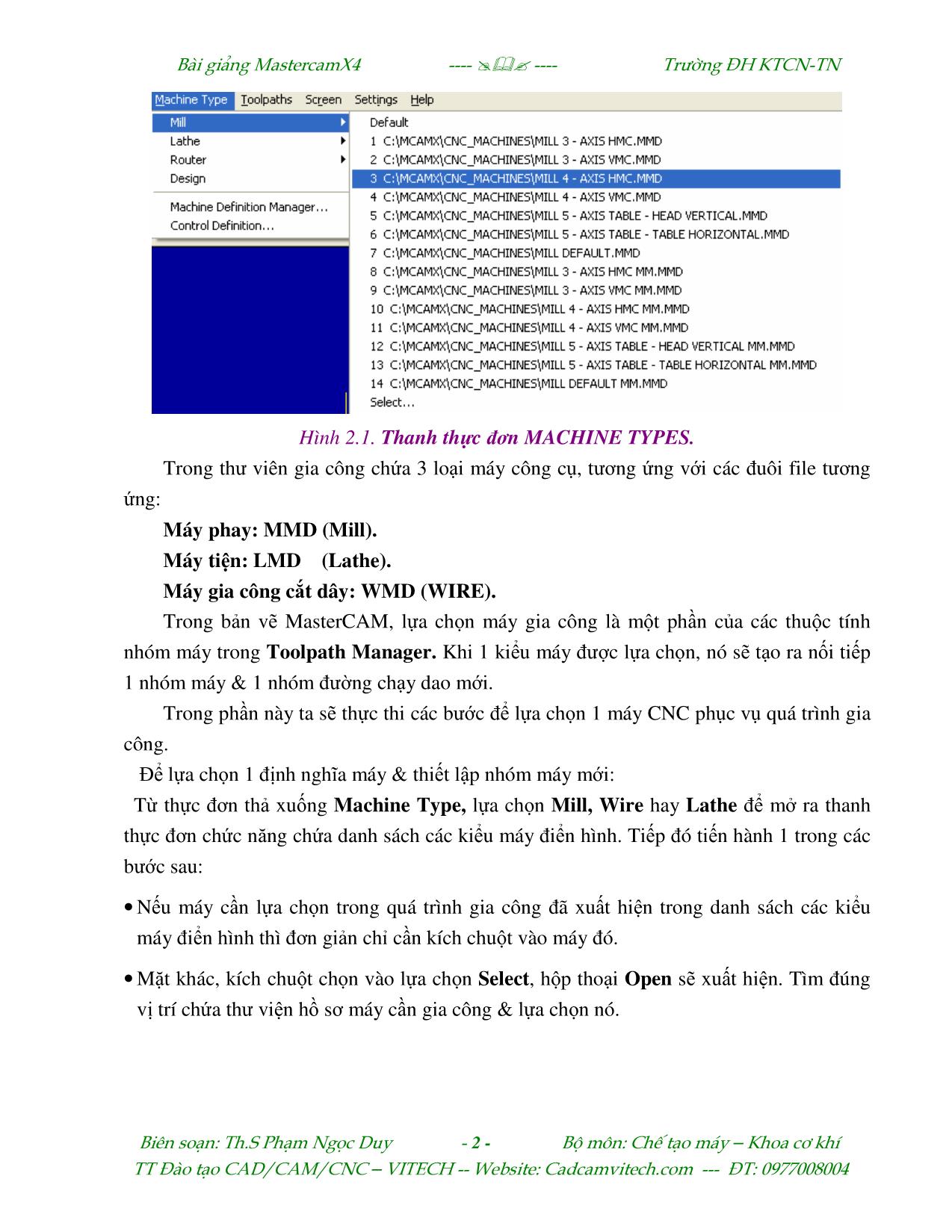 Bài giảng Lập trình gia công trong mastercam x 4 trang 2