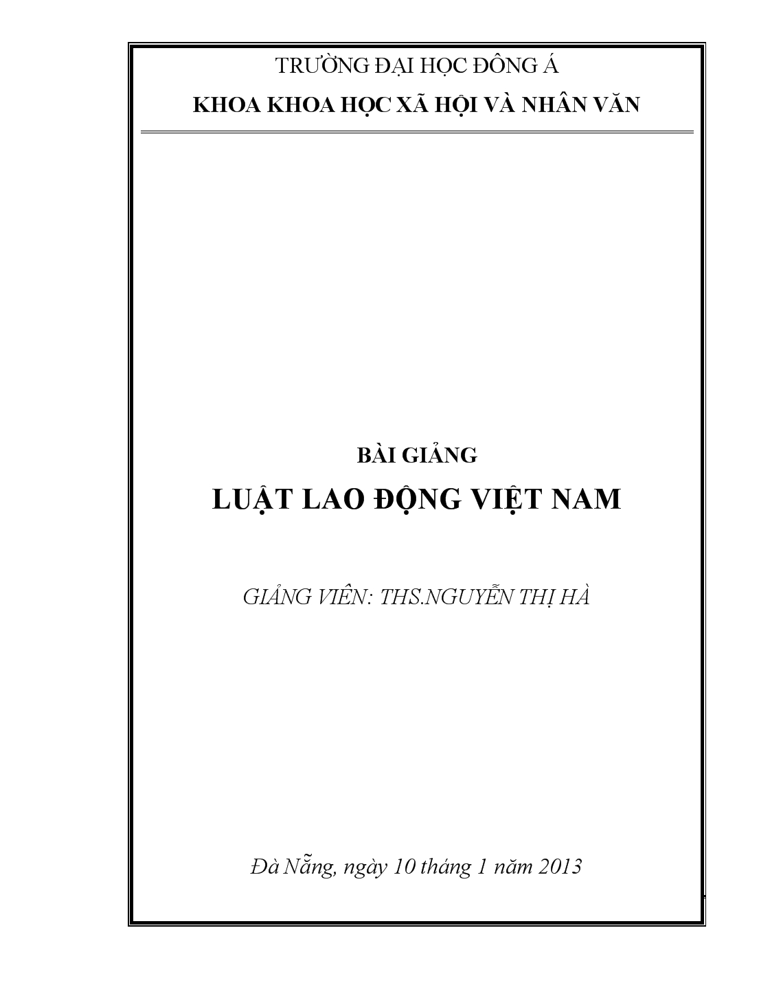 Bài giảng luật lao động Việt Nam trang 1