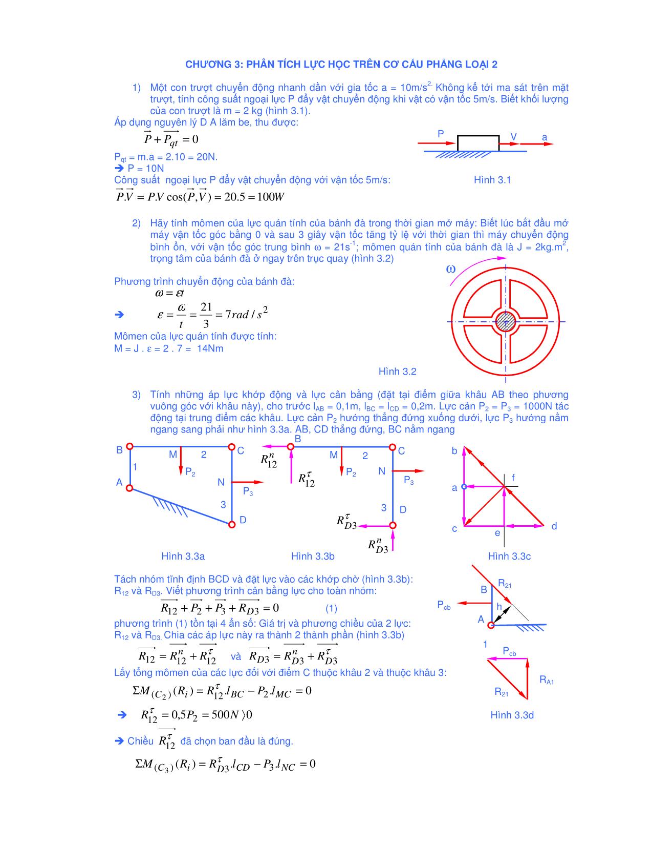 Bài giảng Phân tích lực học trên cơ cấu phẳng loại 2 trang 1