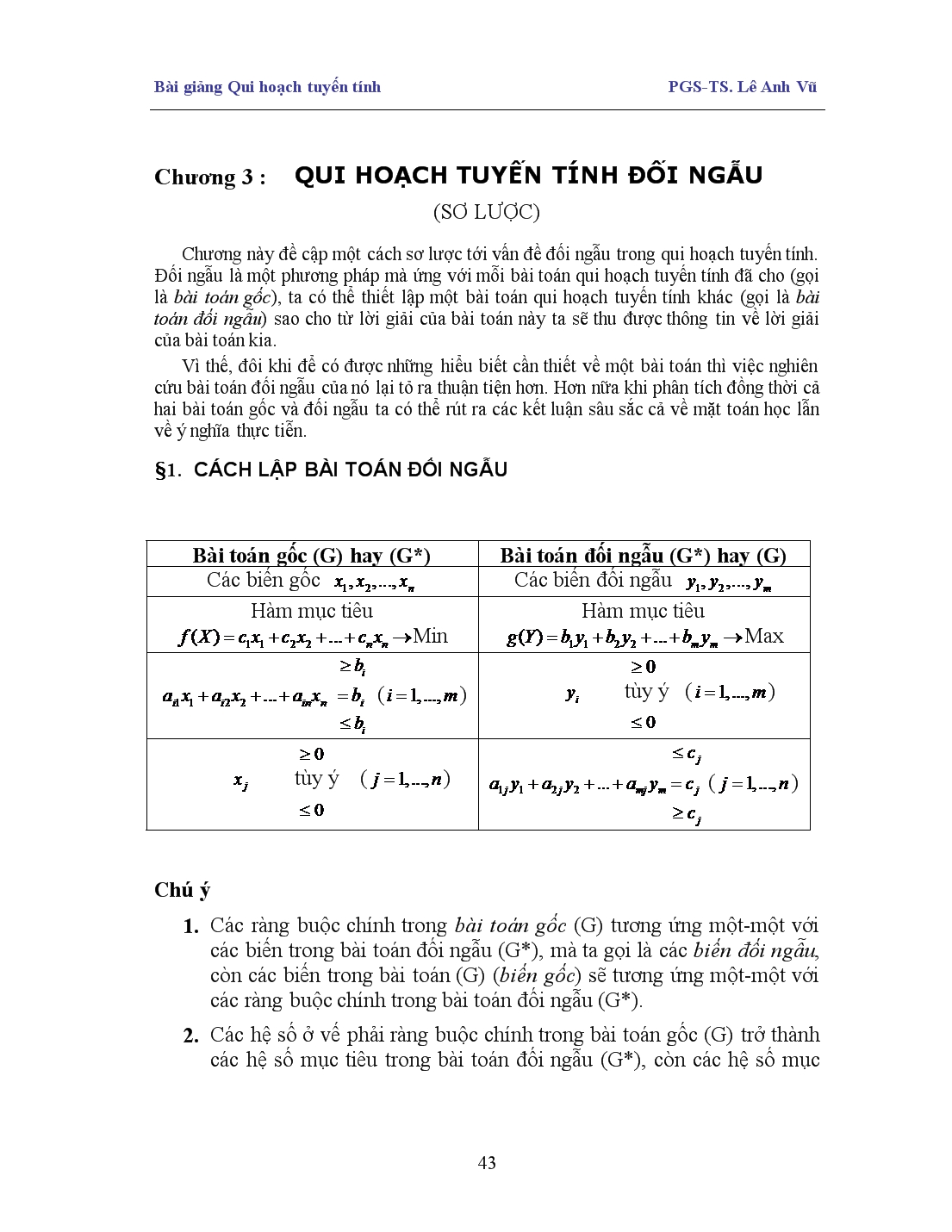 Bài giảng Qui hoạch tuyến tính đối ngẫu trang 1