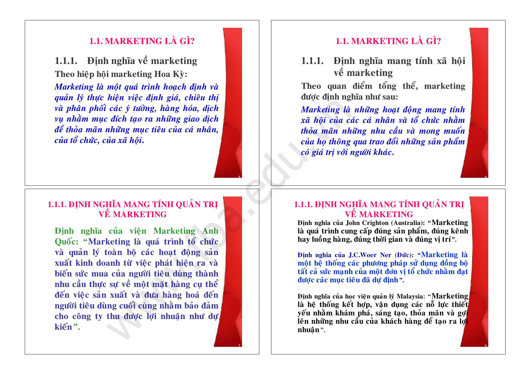 Bài giảng về hoạt động Marketing căn bản trang 2