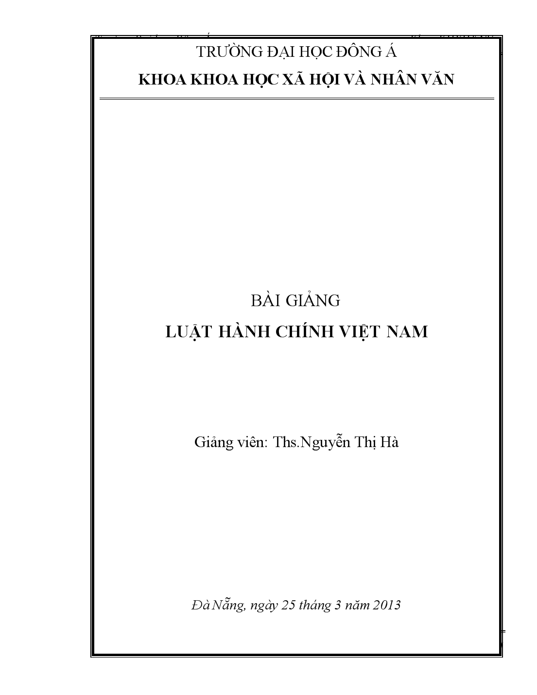 Bài giảng về luật hành chính Việt Nam trang 1