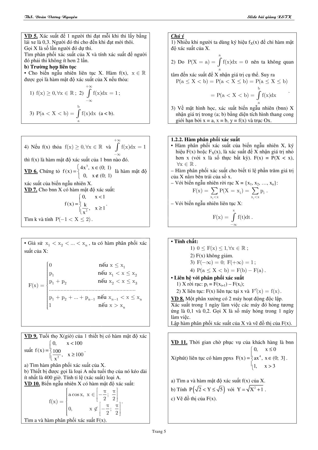 Bài giảng Xác suất và thống kê trang 5
