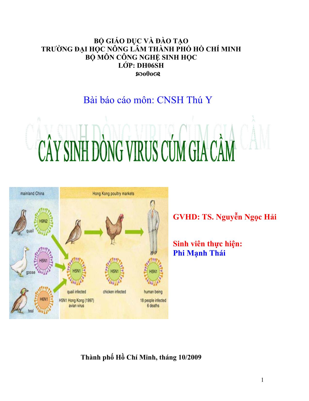 Báo cáo Cây sinh dòng virus cúm gia cầm trang 1